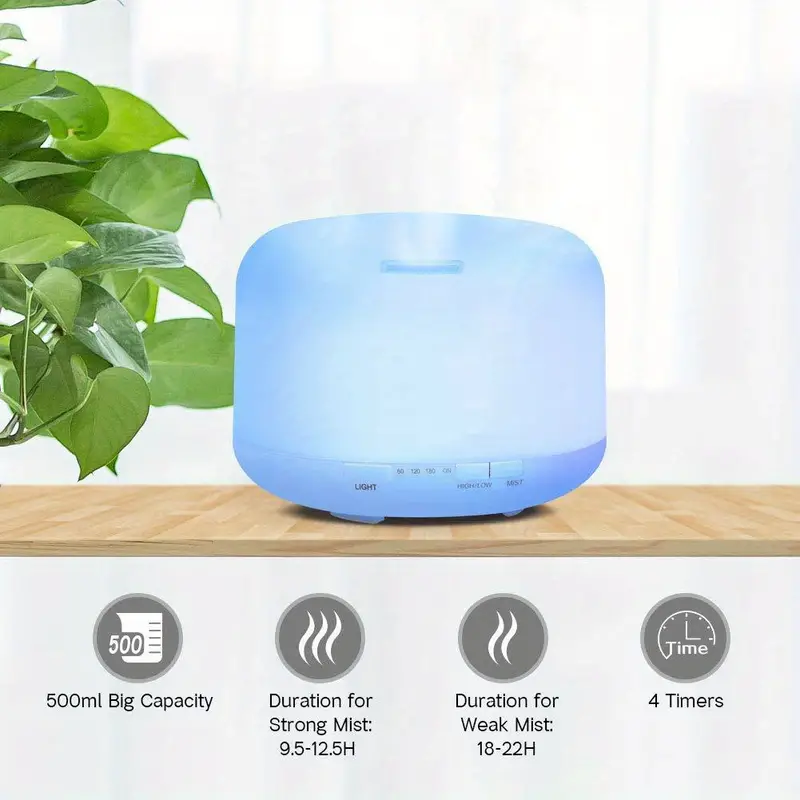 1pc 500ml aroma diffuser usb  oil diffusers 7 colors led light night lamp 5 in 1 ultrasonic aromatherapy fragrant oil humidifier vaporizer timer and auto off safety switch for home baby room office details 8