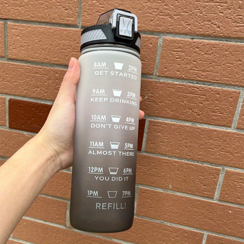 Leakproof Reusable Water Bottle With Time Markings And Straw - Temu