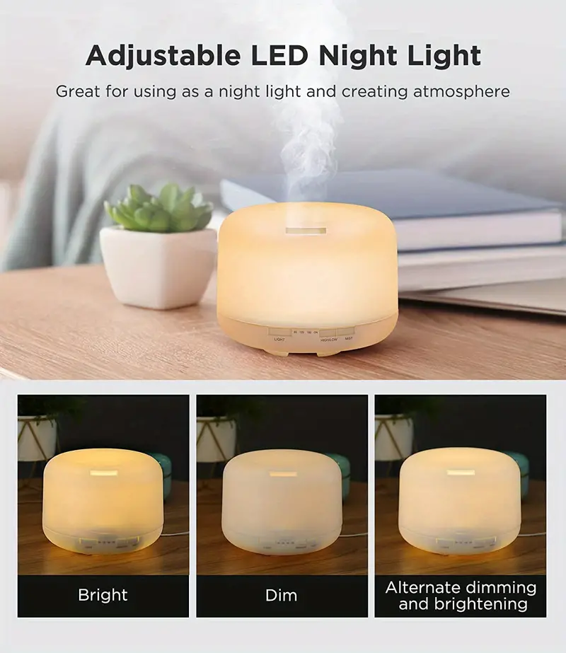 1pc 500ml aroma diffuser usb  oil diffusers 7 colors led light night lamp 5 in 1 ultrasonic aromatherapy fragrant oil humidifier vaporizer timer and auto off safety switch for home baby room office details 2