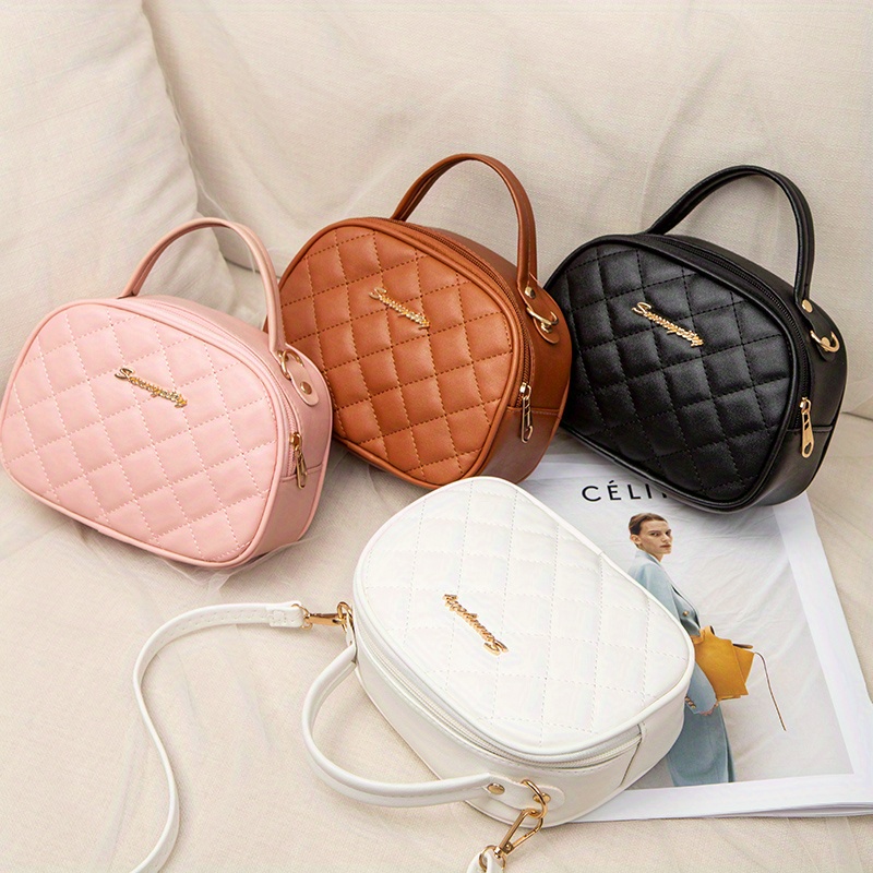 Argyle Quilted Handbag, Fashion Pu Leather Crossbody Bag, Women's