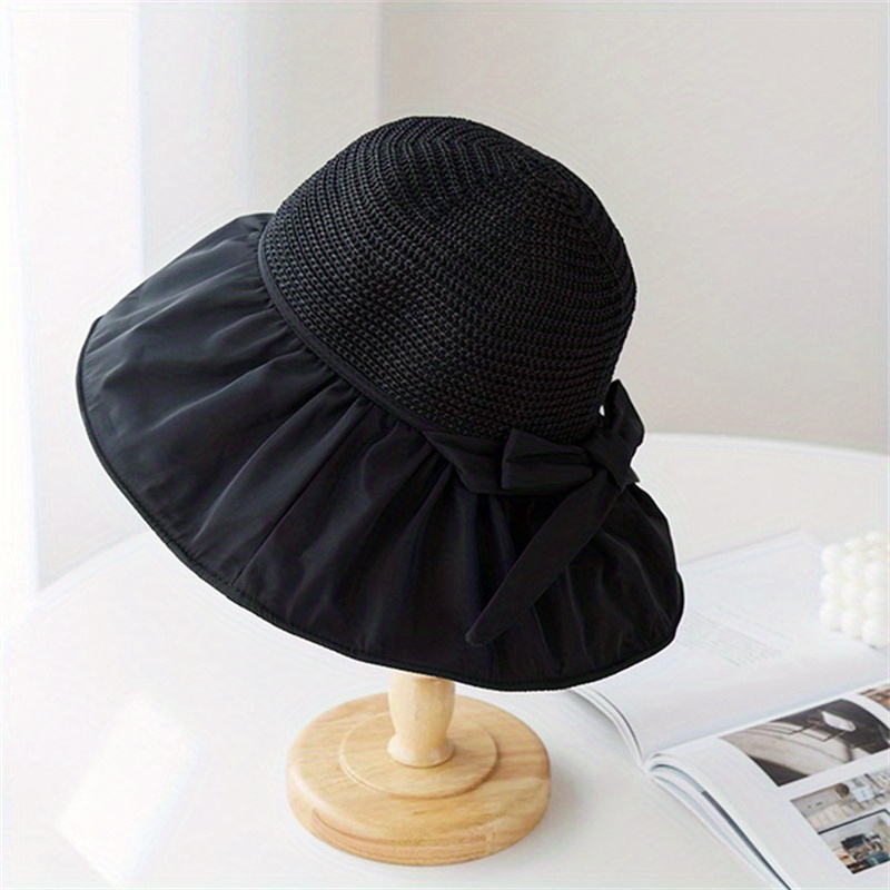 Uv Protection Straw Hat For Women Elegant Wide Brim Summer Foldable ...