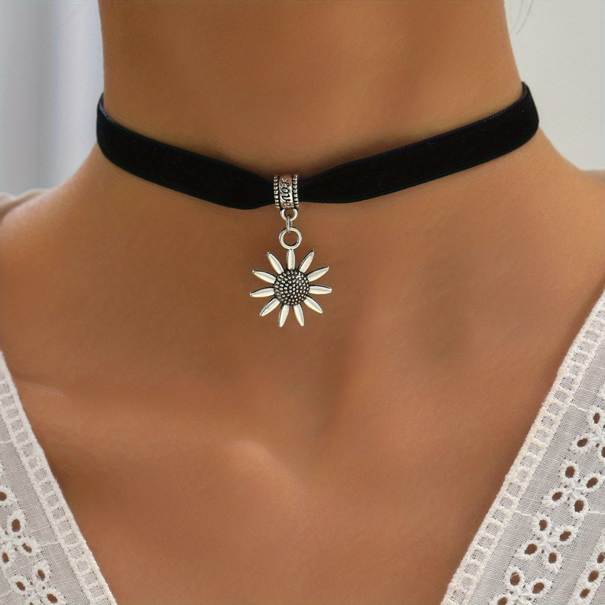 TEMU Gargantilla Con Colgante De Girasol, Estilo Vintage, Joyería Decorativa Para El Cuello