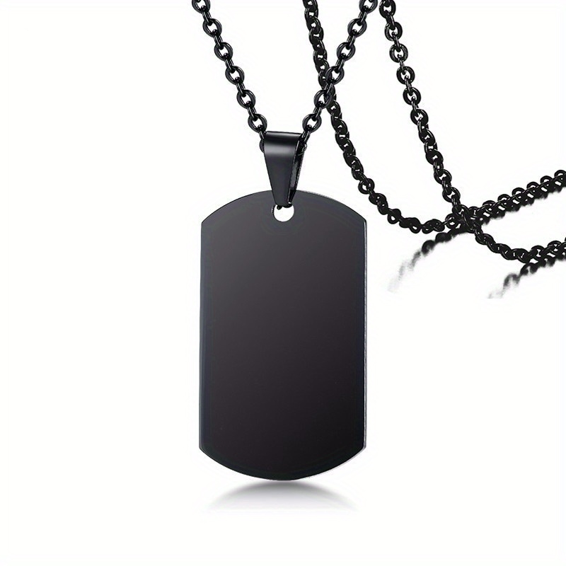 Custom Dog Tag Necklace - Engraved Military Dog Tags - Personalized Dogtag for Men Humans Black / Horizontal