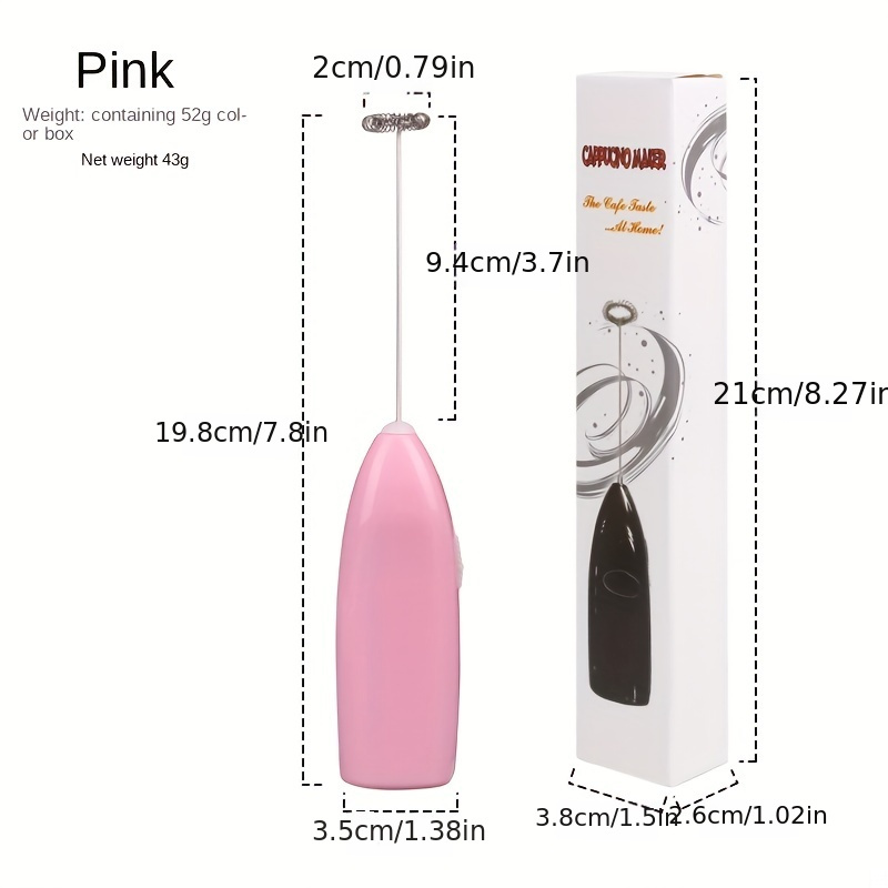 1pc Pink Handheld Milk Frother, Mini Electric Battery Operated