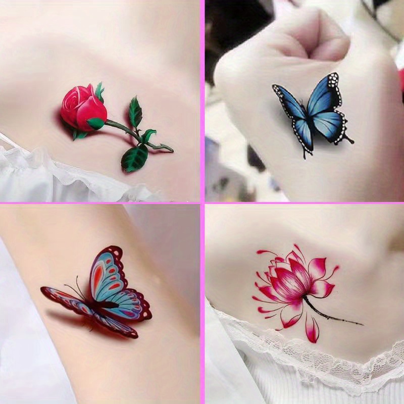 Large Rose Flower Temporary Tattoos For Women Adults Realistic Dream  Catcher Butterfly Lotus Fake Tattoo Sticker Arm Leg Tatoos - Temporary  Tattoos - AliExpress