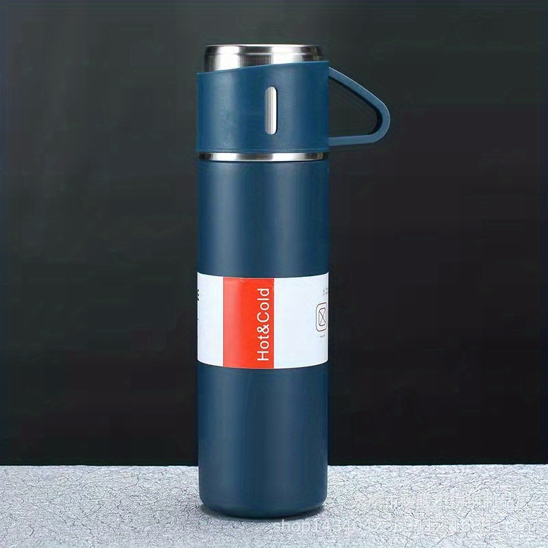 Stainless Steel Thermo 500ml/16.9oz Vacuum Insulated Bottle with Cup for Coffee Hot Drink and Cold Drink Water flask.(Gray,Set)