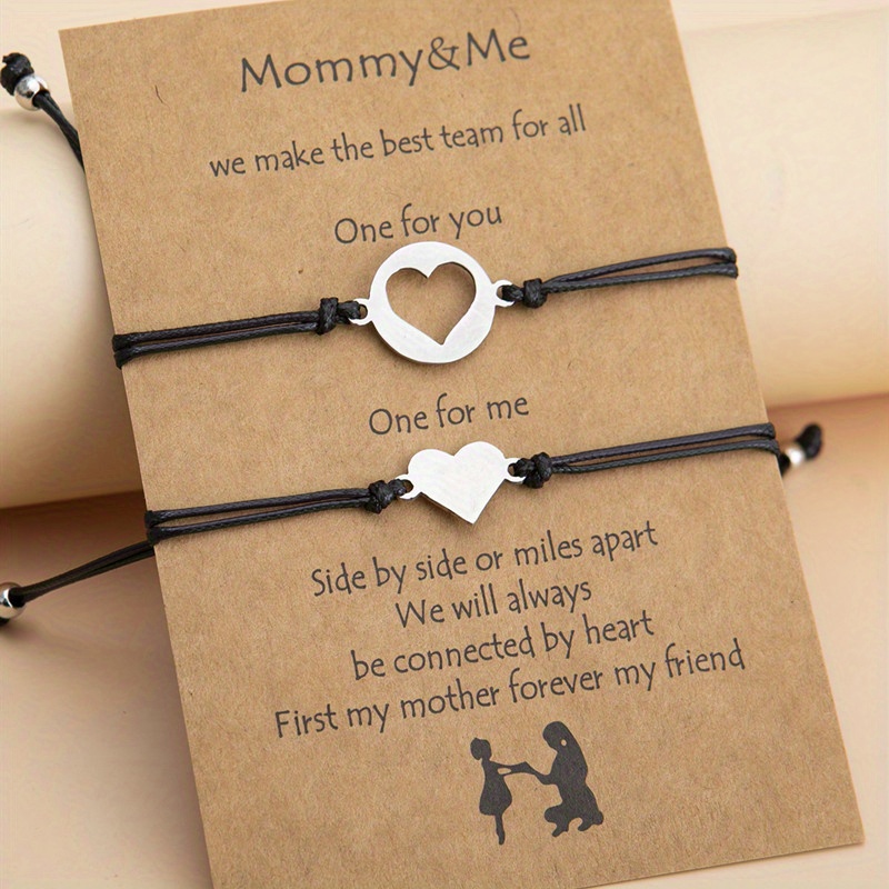 Image of Mommy & Me Stainless -shaped Bracelet Set - "we Make The For All" With "one For You, " Design, Perfect Mother's Day Gift For Daughter, Gift|heartshaped Bracelet|durable Bracelet