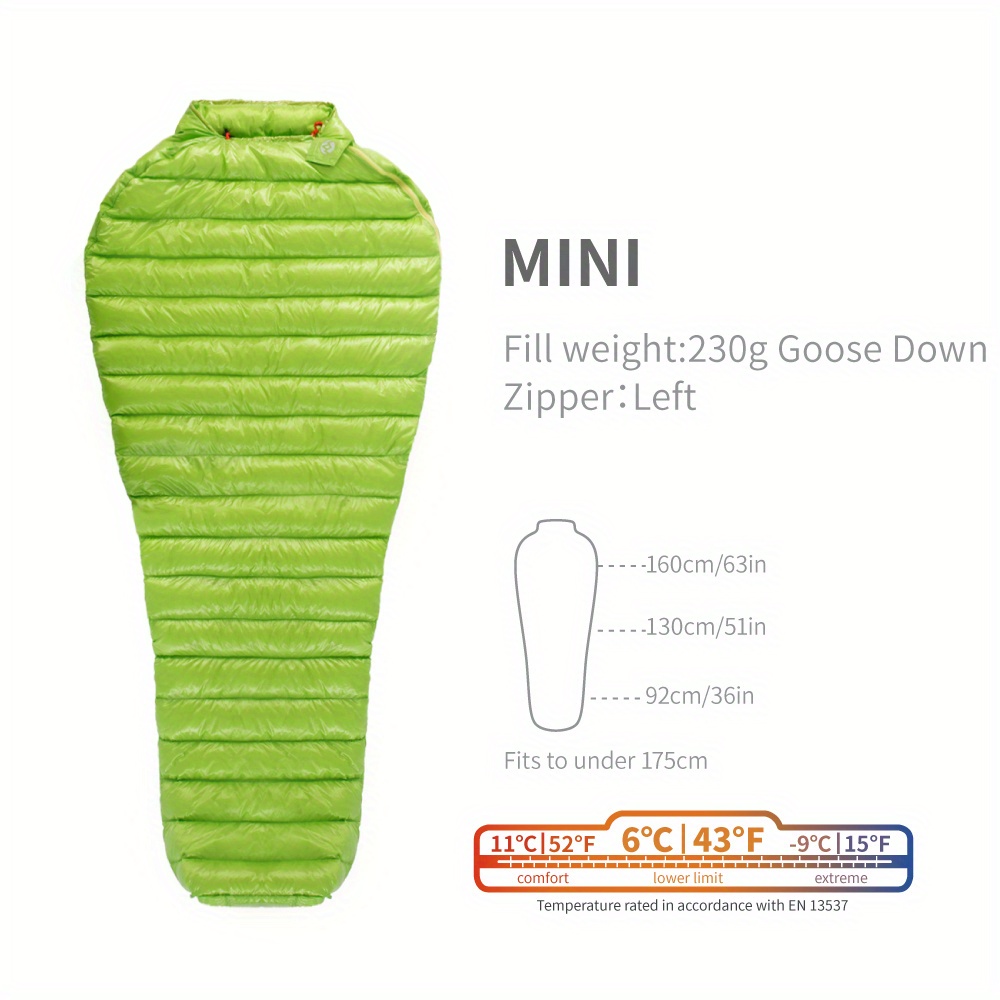 6 Degree 800fp Goose Down Sleeping Bag, Ultralight Outdoor Camping