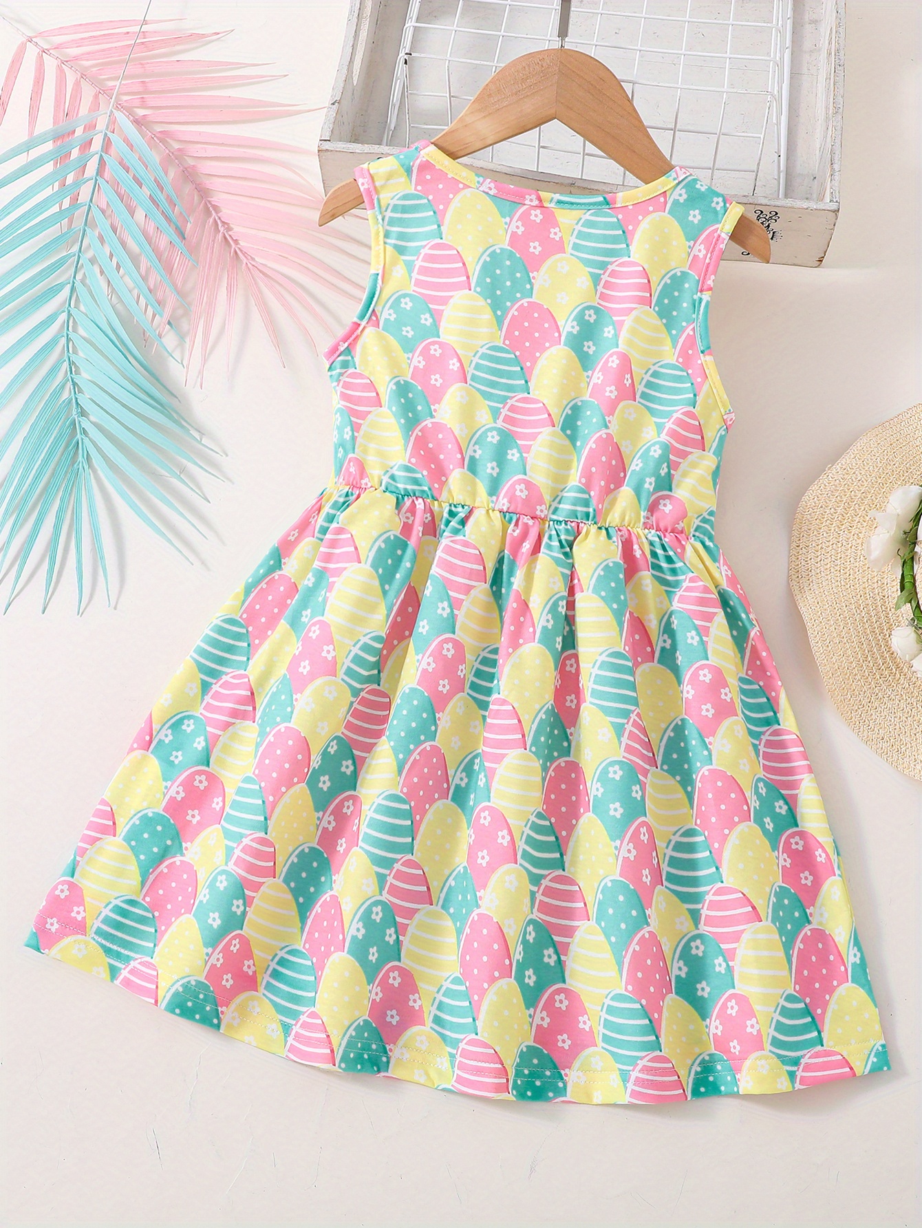 Toddler Girls Sleeveless Striped Polka Dot Flowers Eggs - Temu United ...