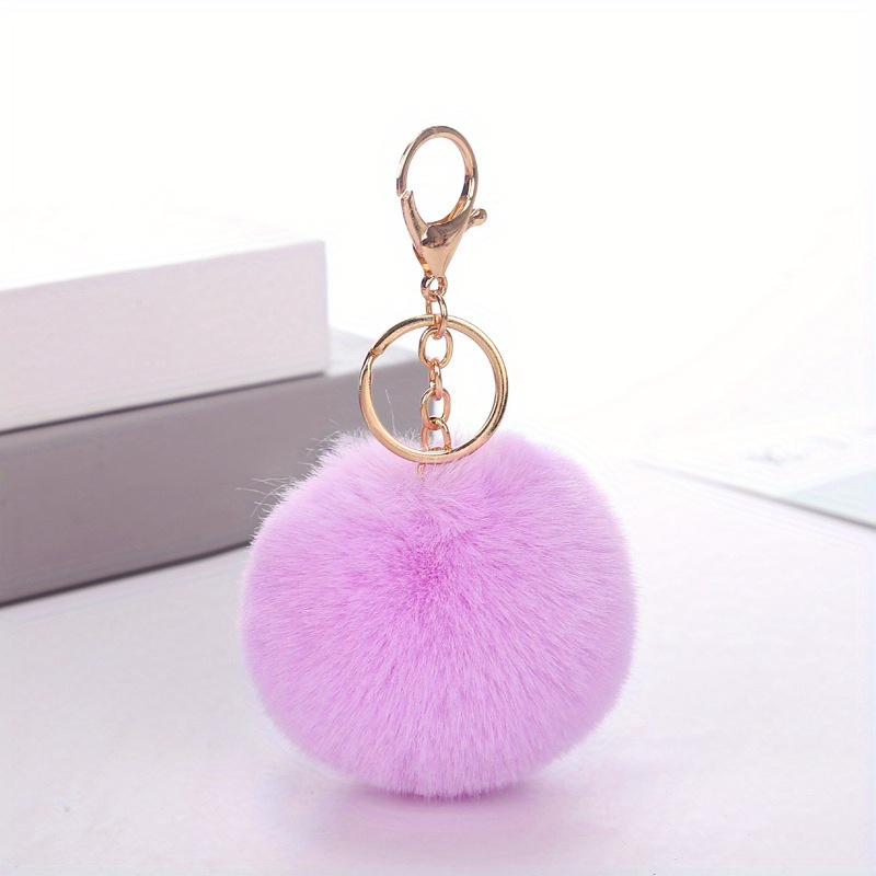 1pc Solid Color Women's Fluffy Pom Pom Keychain For Clothing, Bag, And  Accessories, Suitable For Daily Use