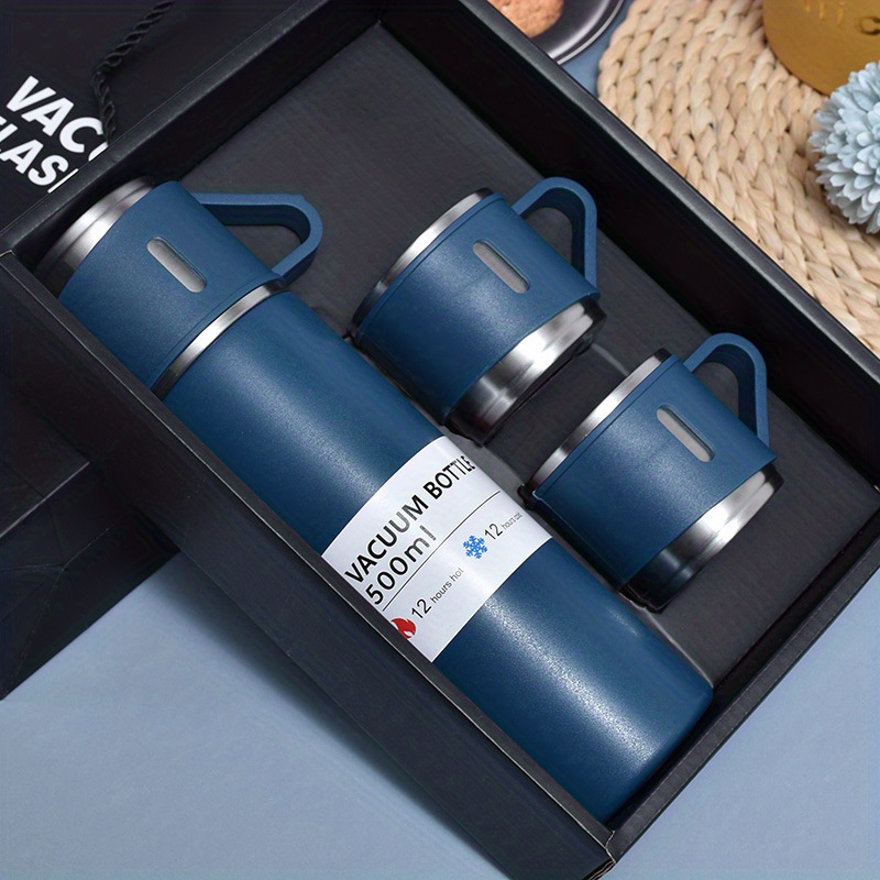 Bouteille Isotherme avec Tasse 500ml Bleue - Gadgets de Cuisine
