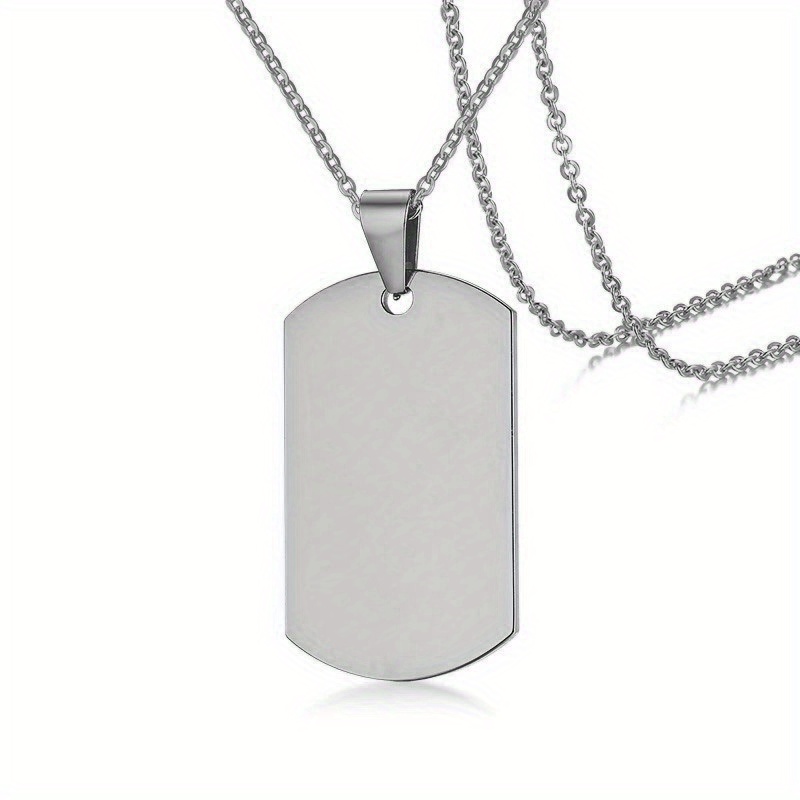 Mens Silver Dog Tag Chain Necklace Made Of Stainless Steel