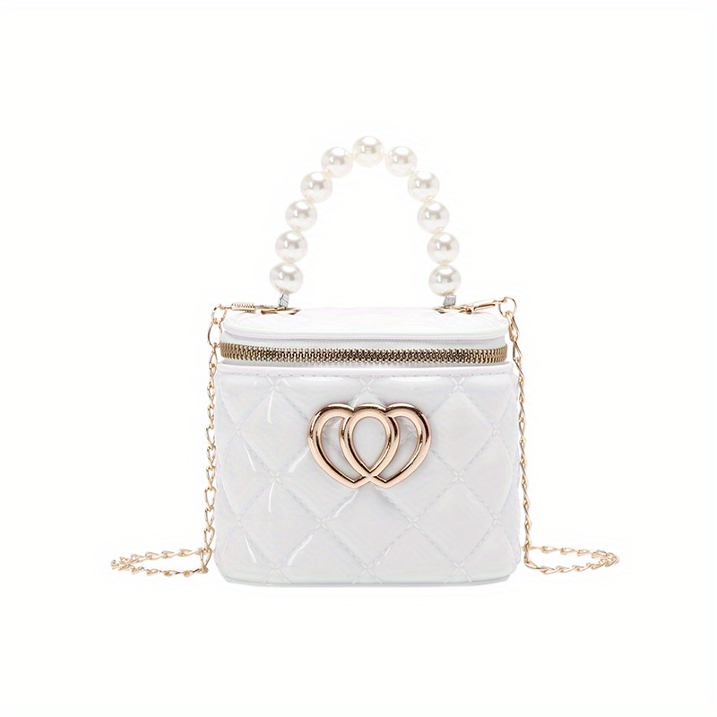 Mini Faux Pearl Decor Quilted Bucket Bag