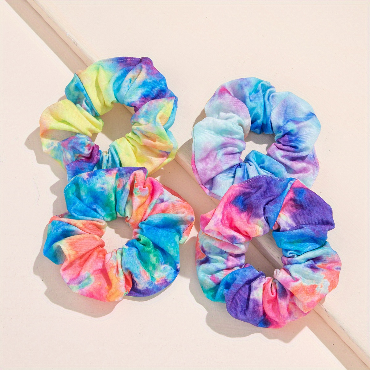 bohemian tie dye hair scrunchies women soft fabric retro - Temu