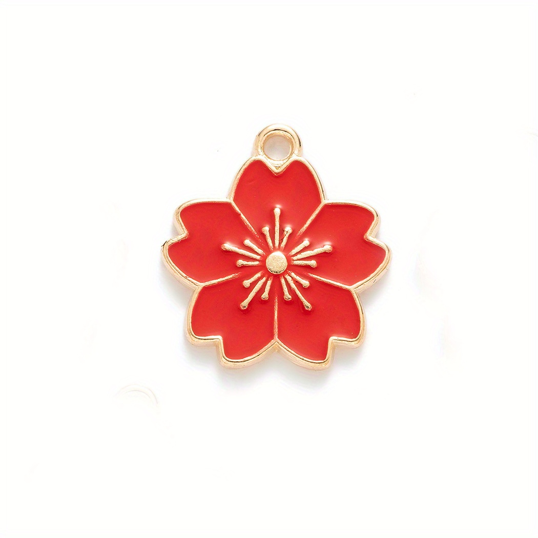 50pcs 5 Colors Golden Plated Enamel Cherry Blossoms Flower Charms Pendant  For Jewelry Making Necklace Bracelet Earring Diy Jewelry Accessories -  Arts, Crafts & Sewing - Temu