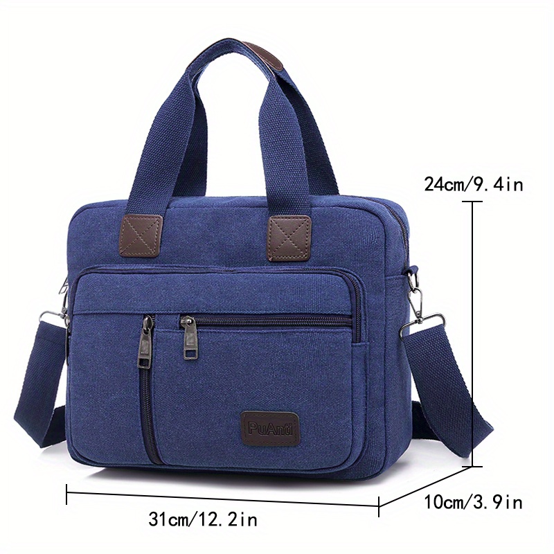 Vintage Tactical Four Buckles Waist Bag Outdoor Messenger Bag Men's Leather  Briefcase Bag Canvas Shoulder Bag, Shoulder Bags