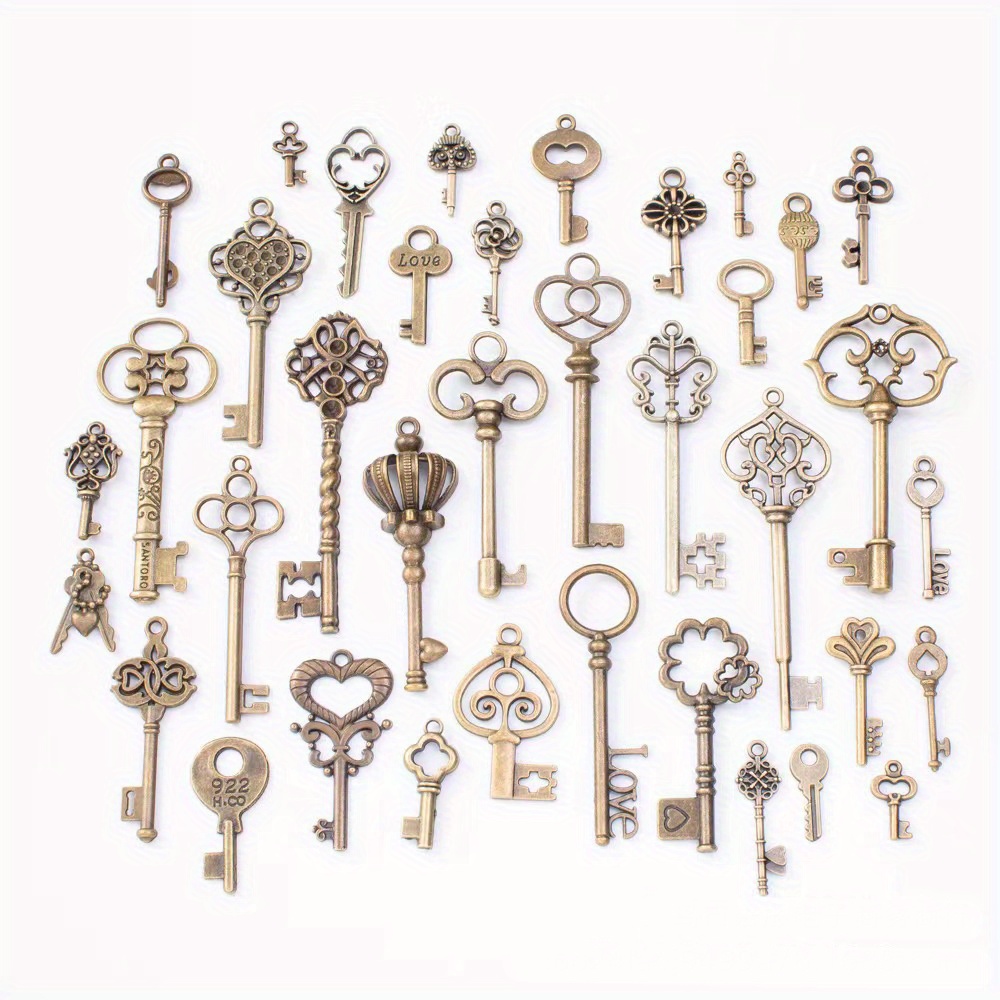 Vintage Skeleton Key Set Pendant Mixed Antique Style Bronze - Temu