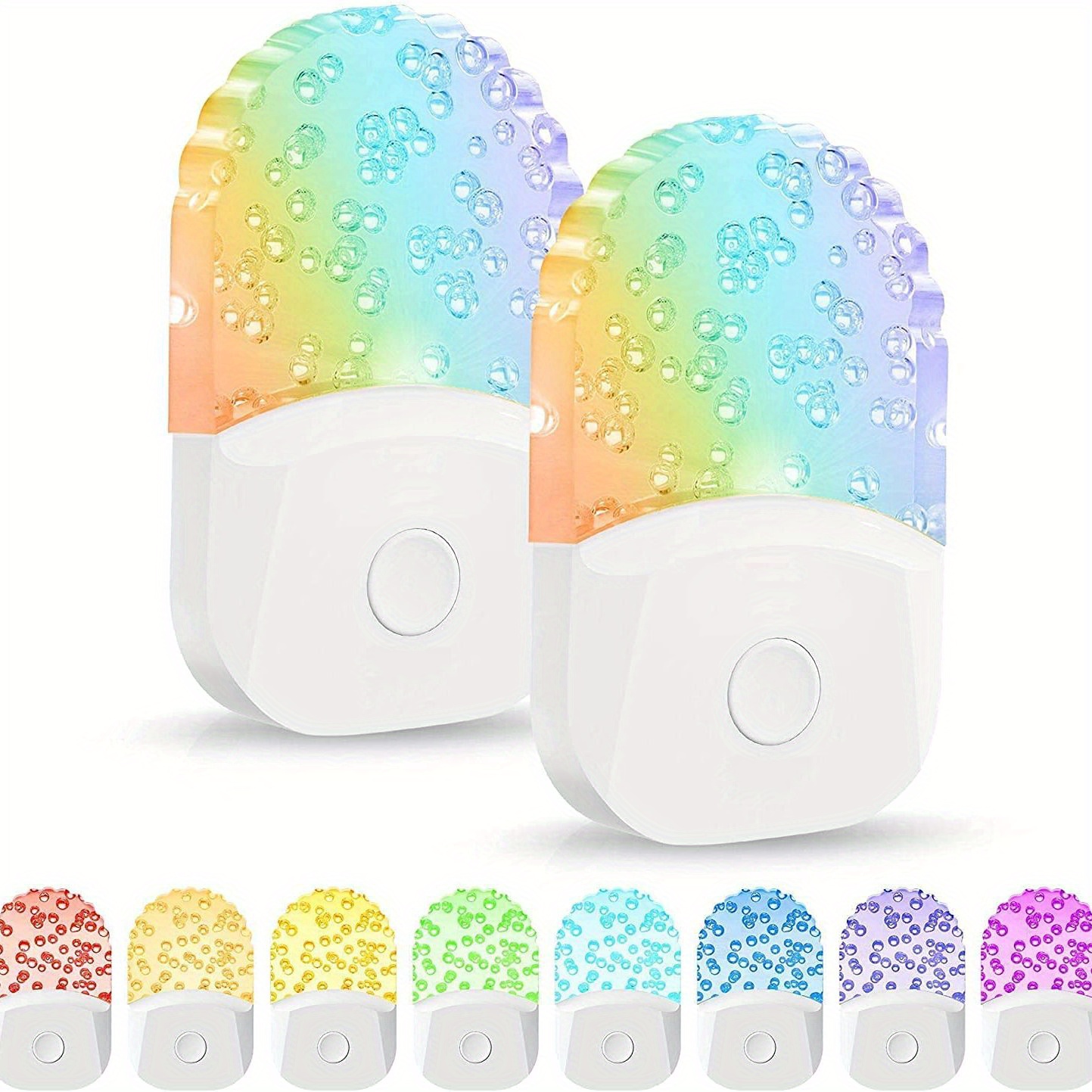 Night Lights Plug Into Wall [2 Pack], Color Changing Night Light for Kids,  8-Color RGB LED Nightlight with Dusk to Dawn Sensor for Bathroom Decor