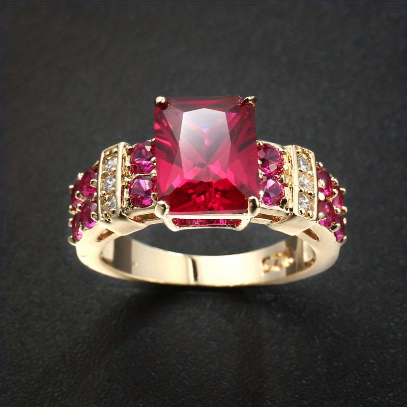 Men's Domineering Ring With Faux Ruby - Temu Norway