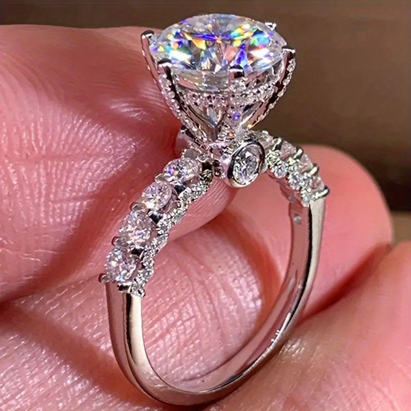 Clásico Elegante Novia Cubic Zirconia Anillo Mujer - Temu Chile