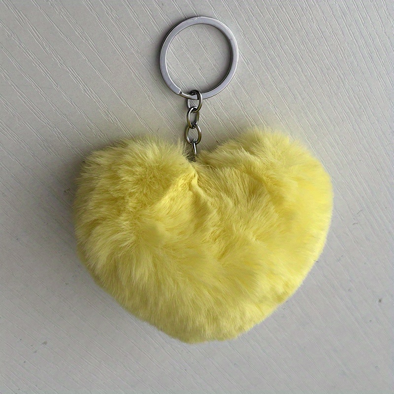 leopard pompom key chains Cute Heart Keychain Fluffy Leopard Pattern Heart  Shaped Heart Pom Pom plush fluffy furball keychain