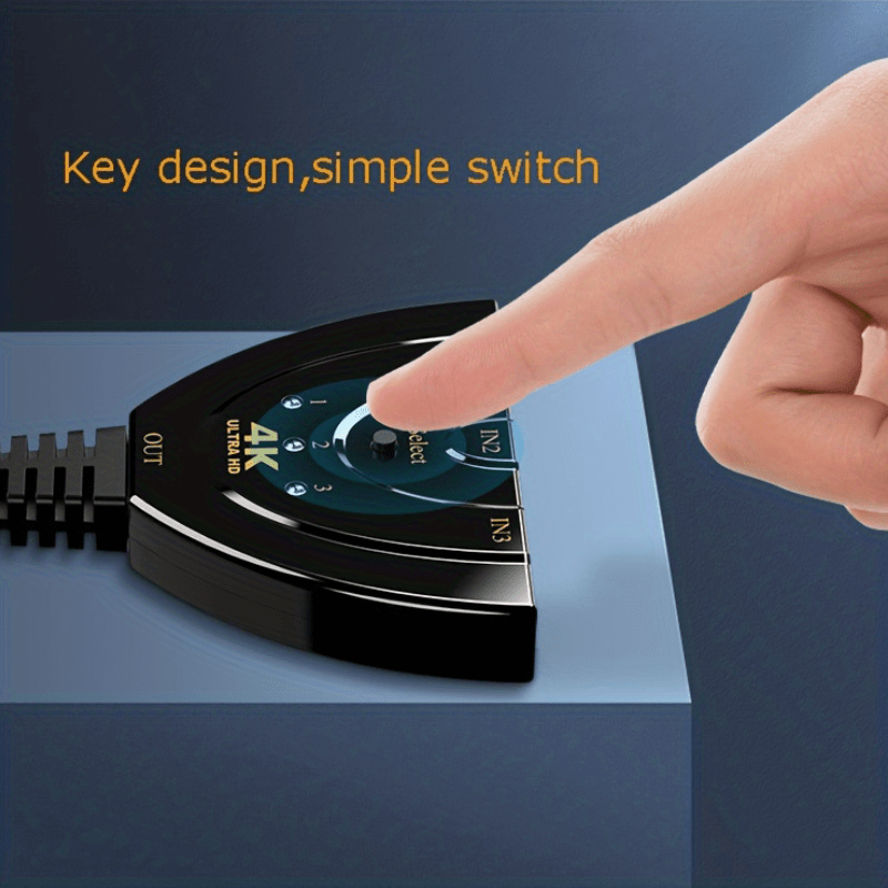 Un appareil de commutation HDMI 3-en-1 pour connecter un boîtier décodeur à un moniteur via un câble HDMI 2.0, prenant en charge une résolution 4K@60/30Hz.