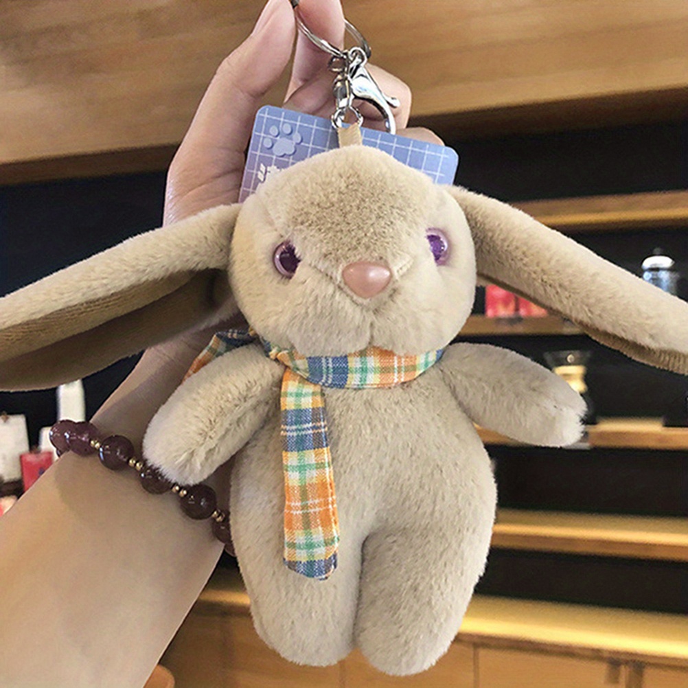 1pc Cartoon Rabbit Doll Keychain Cute Fuzzy Animal Key Ring Purse Bag  Backpack Car Charm Women Boys Girls Childrens Day Gift, High-quality &  Affordable