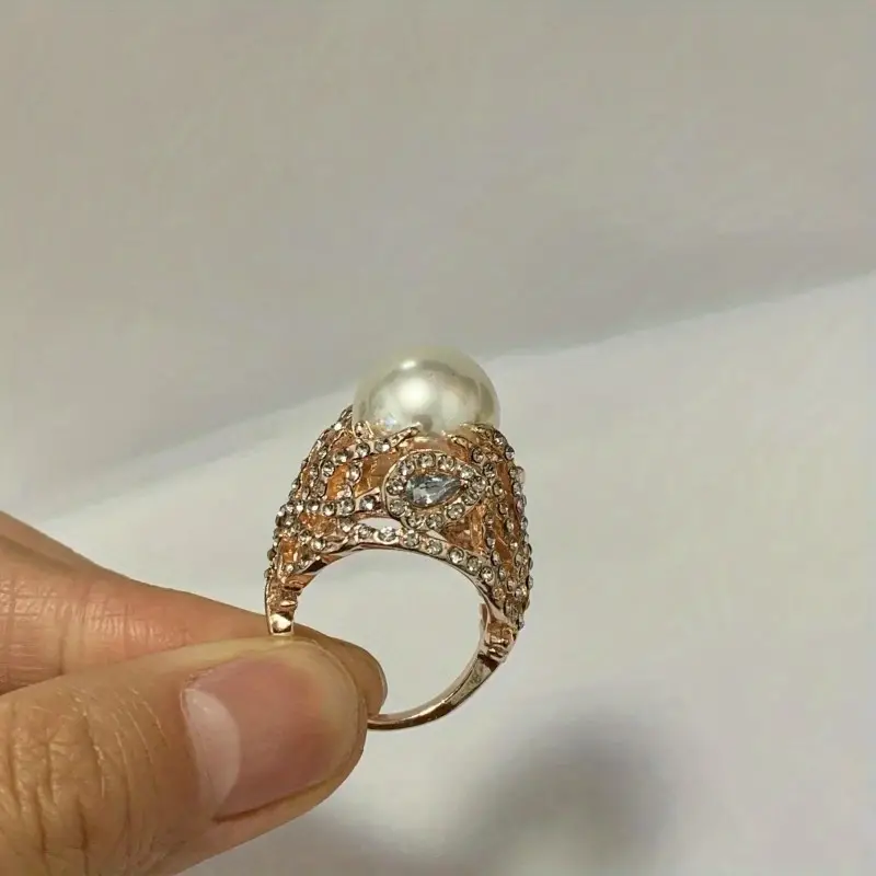 1pc new ring jewelry with faux pearl feather for men details 2