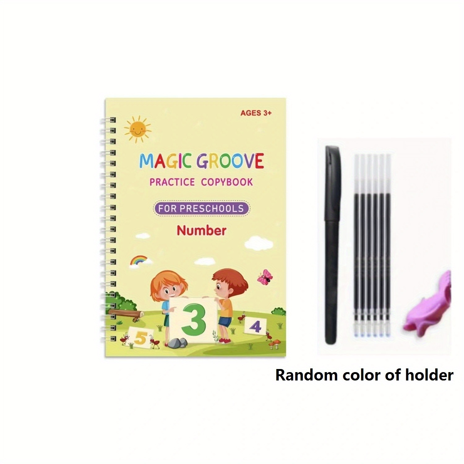 Sank Reusable Practice Copybook for Kids - The Print Handwiriting Workbook-Reusable Writing Practice Book (Four Books with Pen)