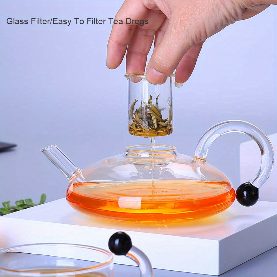 1pc teapot borosilicate glass gift set removable loose tea infuser tea kettle strainer tea maker coffee cup coffee servers details 7