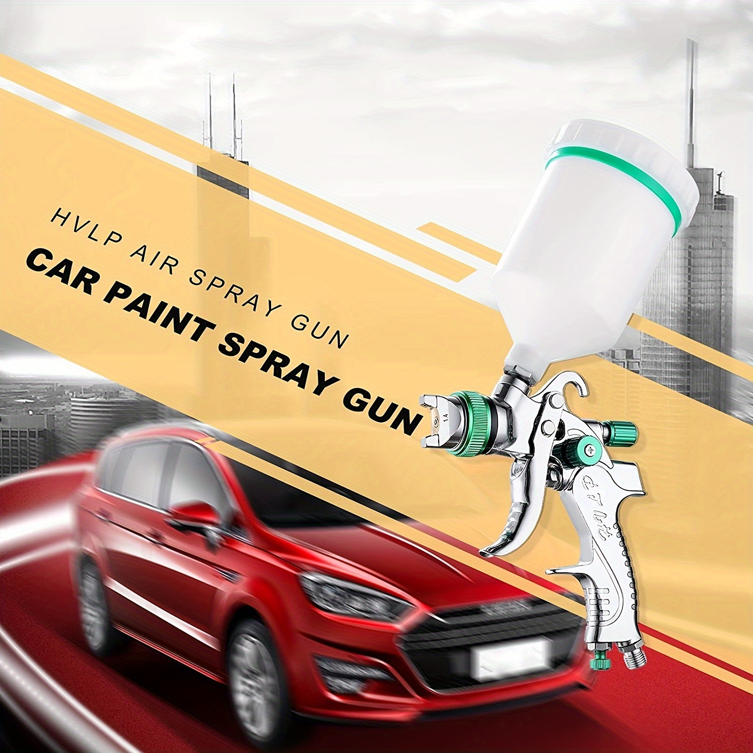 HVLP Spray Gun with Replaceable 1.4mm 1.7mm 2.0mm Nozzles Needle Cap  Automotive Air Paint Sprayer Gun Kit with 600cc Capacity Cup for Car