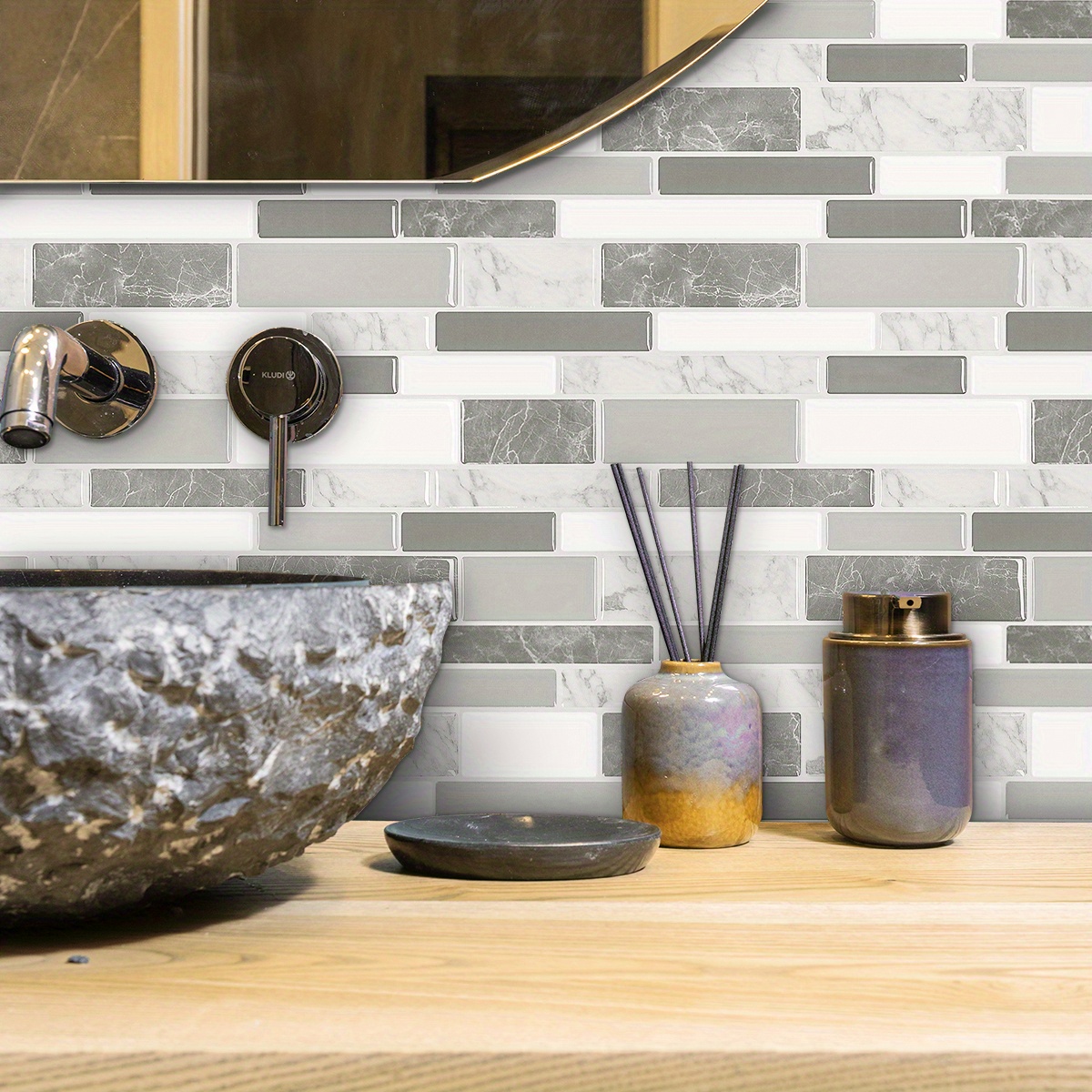 Salpicadero de cocina: aspecto de pared de piedra gris Lámina de plástico  duro Vidrio Efecto Backsplash Backsplash Cocina Backsplash Pared de piedra  -  México