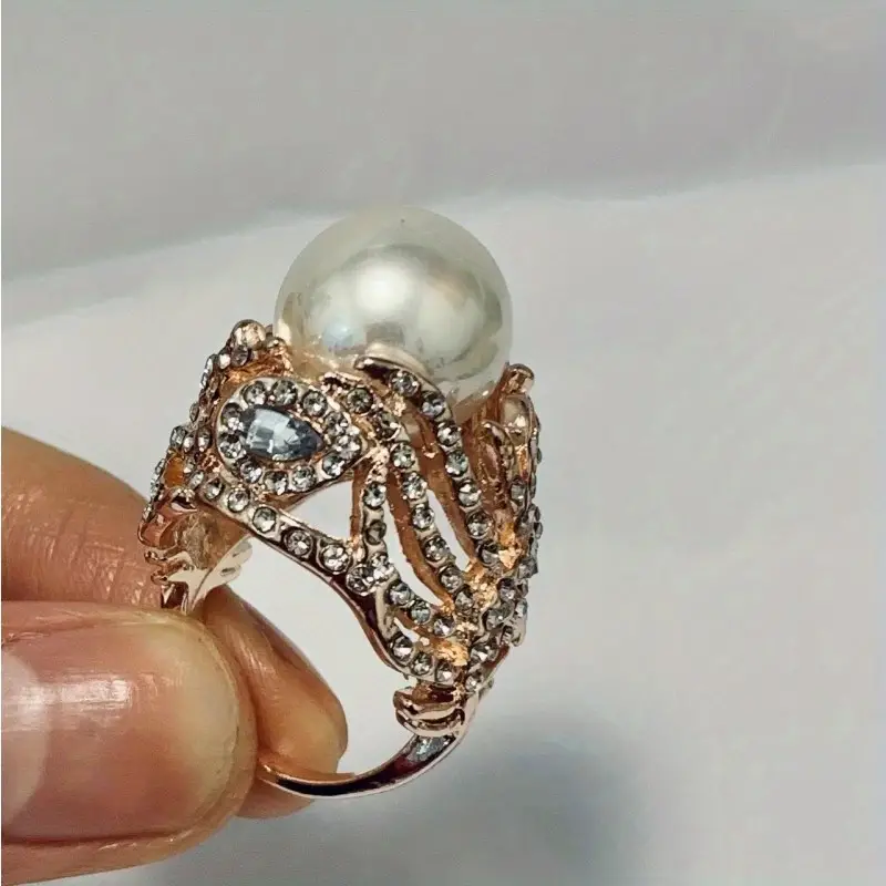 1pc new ring jewelry with faux pearl feather for men details 1