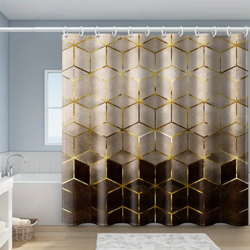 Brown Grant Shower Curtain Honeycomb Plaid Print Temu