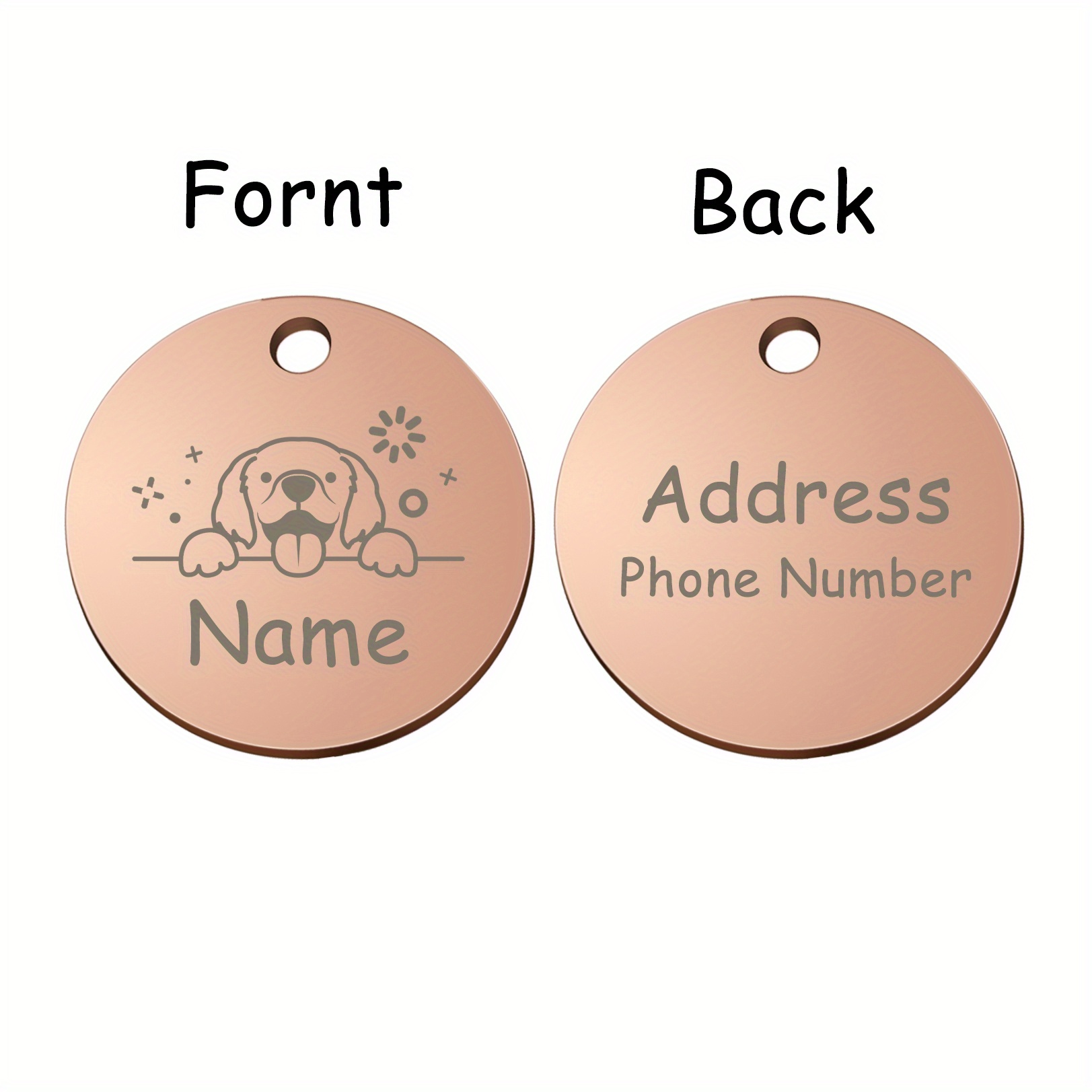 Custom Round Dog Tag with Personalized Information
