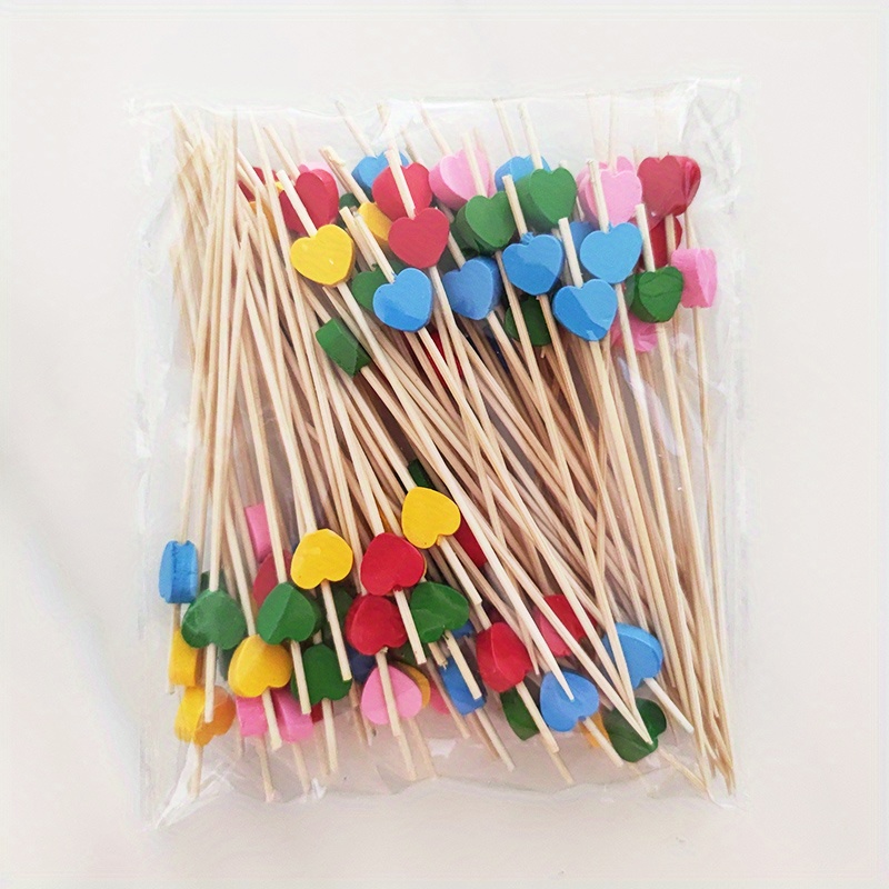 Bamboo Heart Craft Food Skewers Fruit Toothpick Dessert - Temu