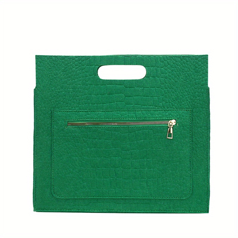 Crocodile Embossed Felt Handbag, Women's Solid Color Clutch Purse, Large  Capacity Briefcase - Temu