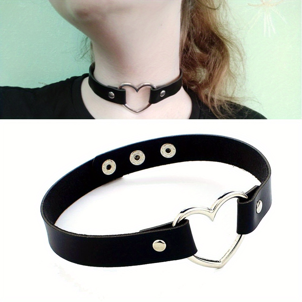 B.CYQZ Gothic Choker Necklaces Men Women Pu Leather Necklace Rock Kpop Punk  Neck Collars Black