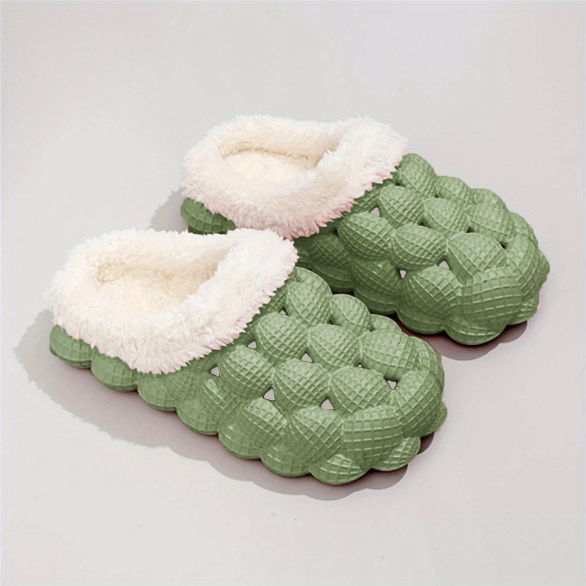 Women's Fleece Bubble Slides Warm Soft Shoes