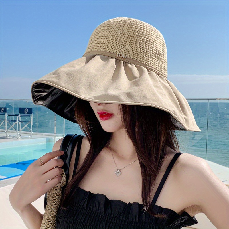 Women Solid Sun Protection Casual Bucket Hat, For Outdoor