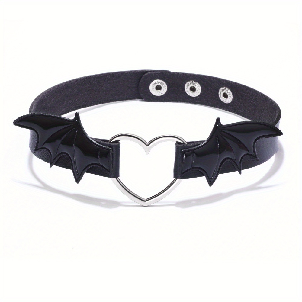 Handmade Goth Punk Choker Gothic Leather Choker Bat Choker Vampire