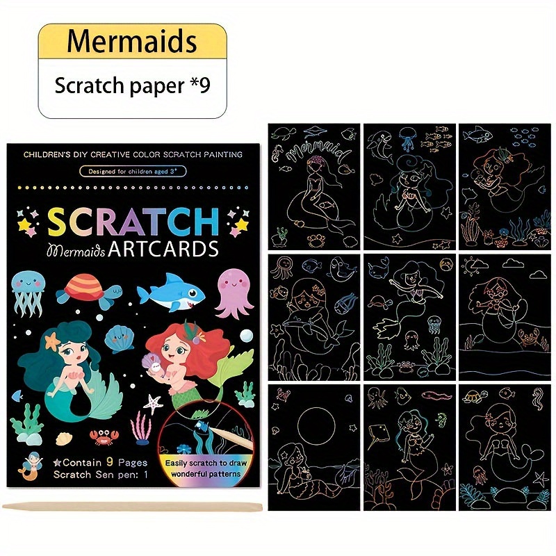 Mermaid Coloring Scratch Book For Kids, Toys \ Creative toys