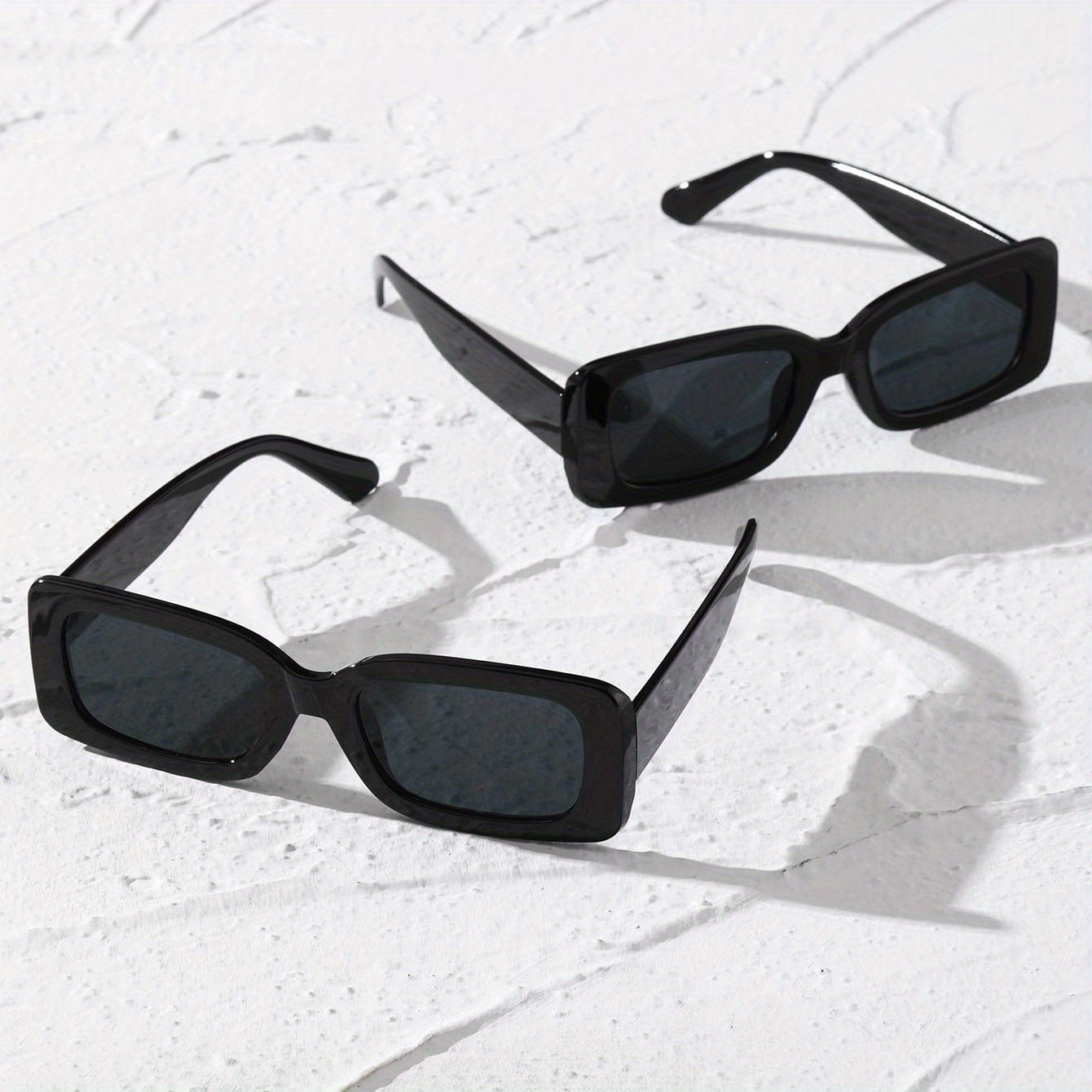 2pcs Rectangle Frame Fashion For Women Men Minimalist Vintage Glasses Wide  Temple Eyewear fashion glasses