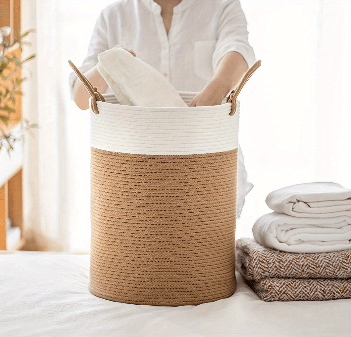 Panier a Linge Beige 39×53×27 cm, Panier à Linge Grande Capacité Pliable  Tissu Oxford avec Manche en Bois, Corbeille a Linge pour Chambre Salon  Chambre D'enfant Salle de Bain et Voyage 