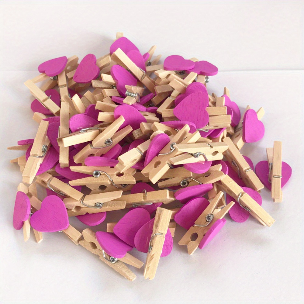 50pcs/lot 3cm Wood Pegs Cute Wooden Love Hearts Clips DIY Photo