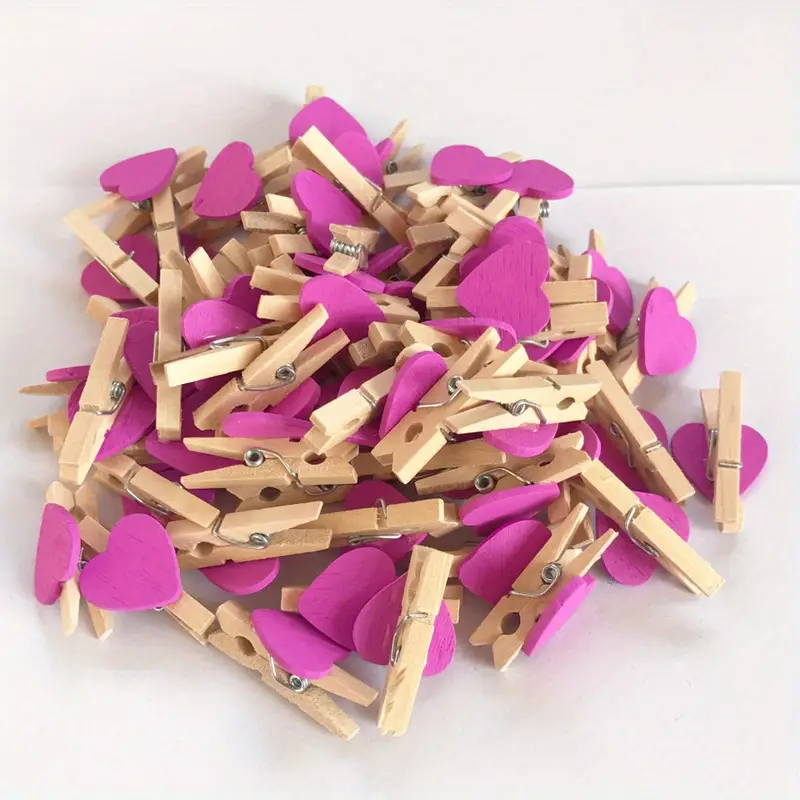  Clothes Pins Mini Clothespins Pink - 100 PCS Wooden