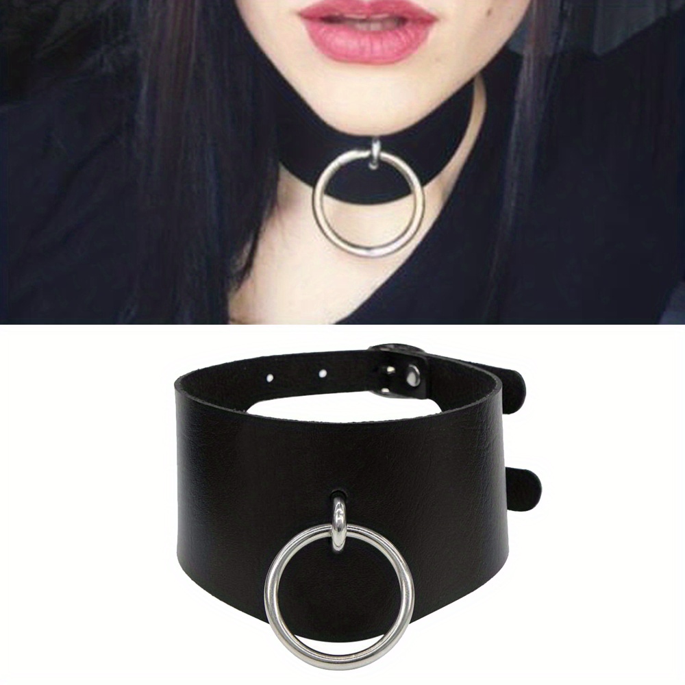 maikun Punk Choker Necklace, PU Leather Goth Choker Collar with Black Studded Punk Rock Rivet Collar
