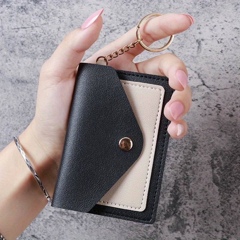 Simple Keychain Purse, Flap Messenger Slim Wallet, Colorblock Coin Purse  With Keyring - Temu Austria
