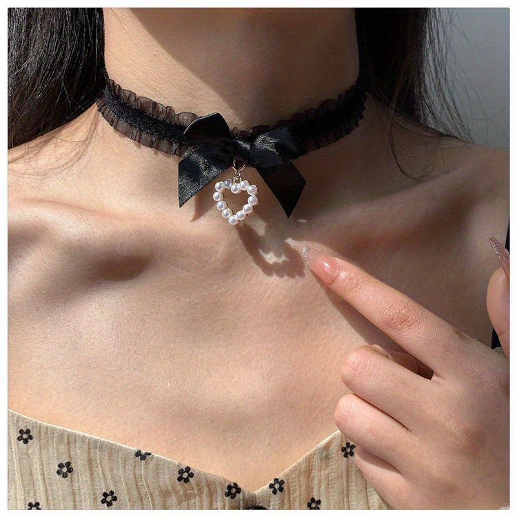 Coquette Aesthetic Accessories for Women Punk Red Black Ribbon Big Bowknot  Collar Choker Vintage Fairy Necklace Fashion Jewelry - AliExpress