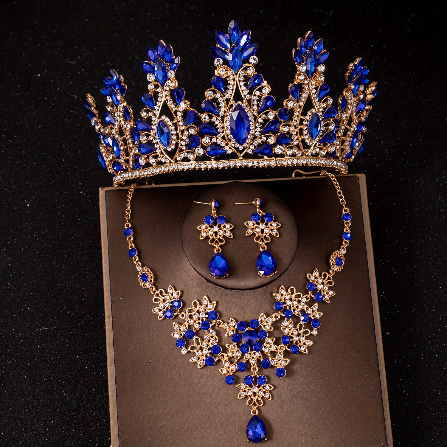3 Teile/satz Blau Strass Prinzessin Königin Krone Halskette - Temu